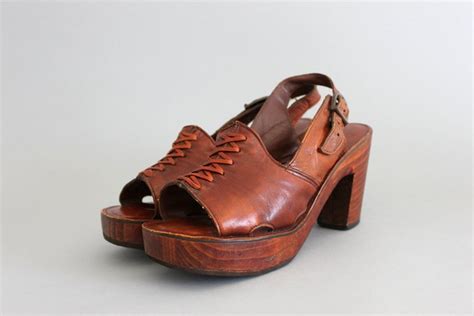 70s wooden platform shoes